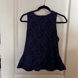Blue Peplum Lacey Topshop Top - Size 8